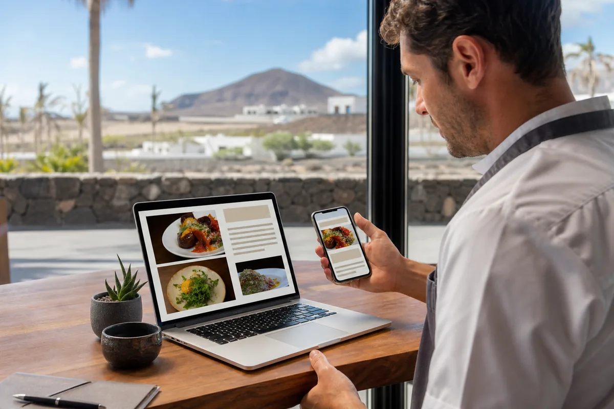 Carta online y presencia digital de restaurante en Lanzarote en portátil y móvil