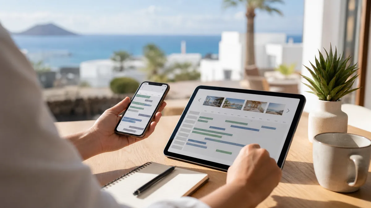 Sistema de reservas online para alojamientos turísticos en Lanzarote en tablet y móvil