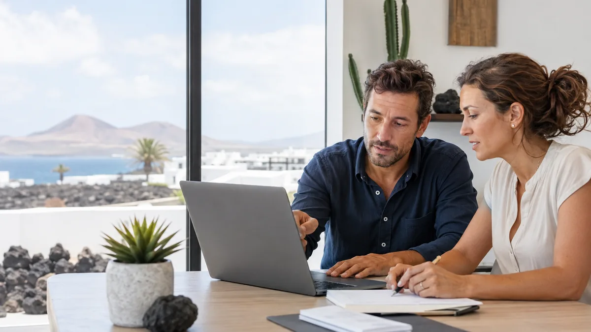 Profesionales revisando contenidos web para un negocio de Lanzarote