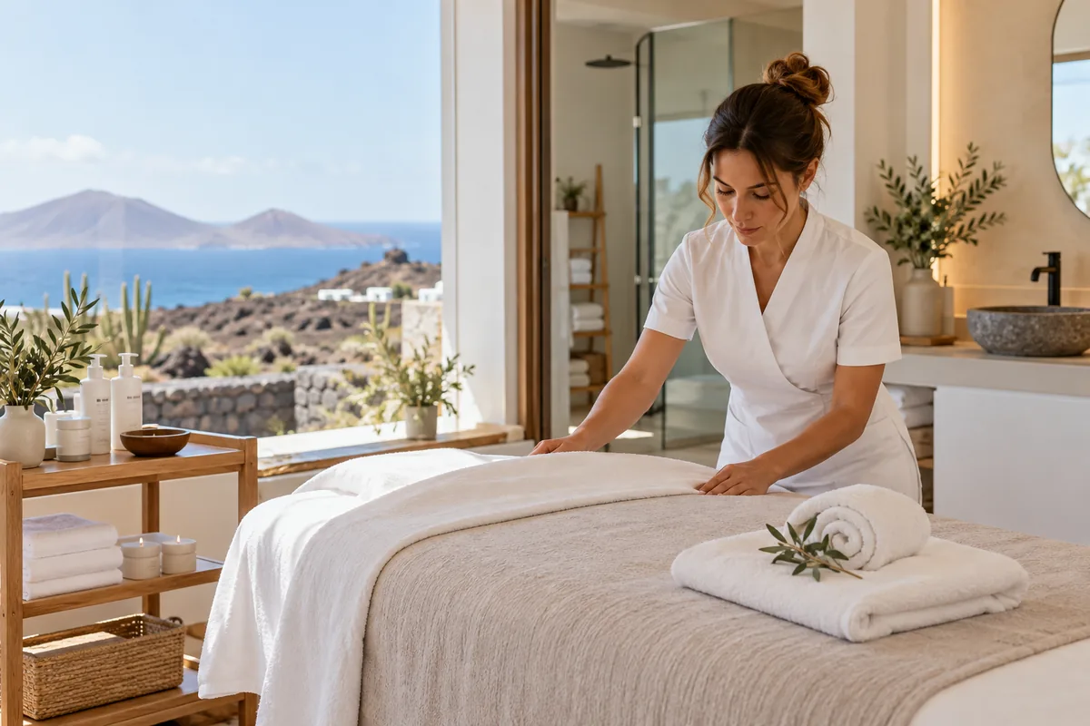 Recepción de centro de estética en Lanzarote