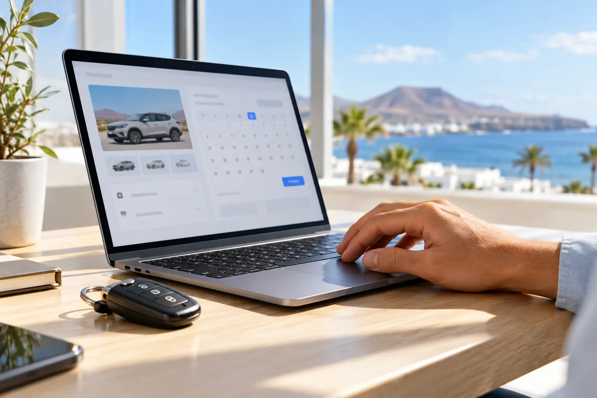 Reserva online de coche de alquiler en Lanzarote desde un ordenador portátil